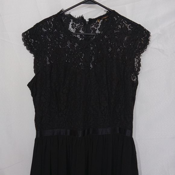 Miusol Black Lace Top Long Chiffon Skirt Dress Gown 2XL Gala Wedding Formal NEW - Picture 3 of 15